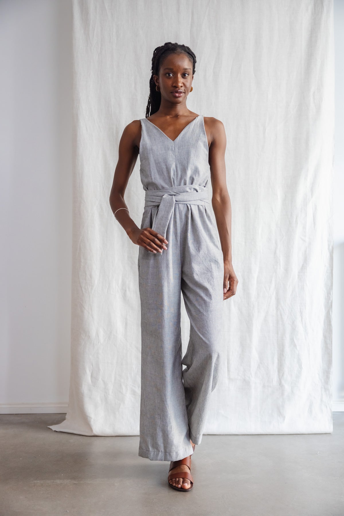 Jyoti Fair Works Damen vegan Jumpsuit Parvani Hellgrau