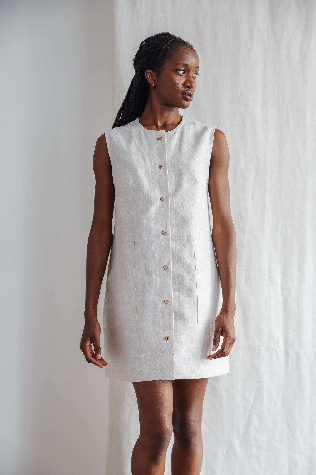 Jyoti Fair Works Damen vegan Kleid Ishya Greige