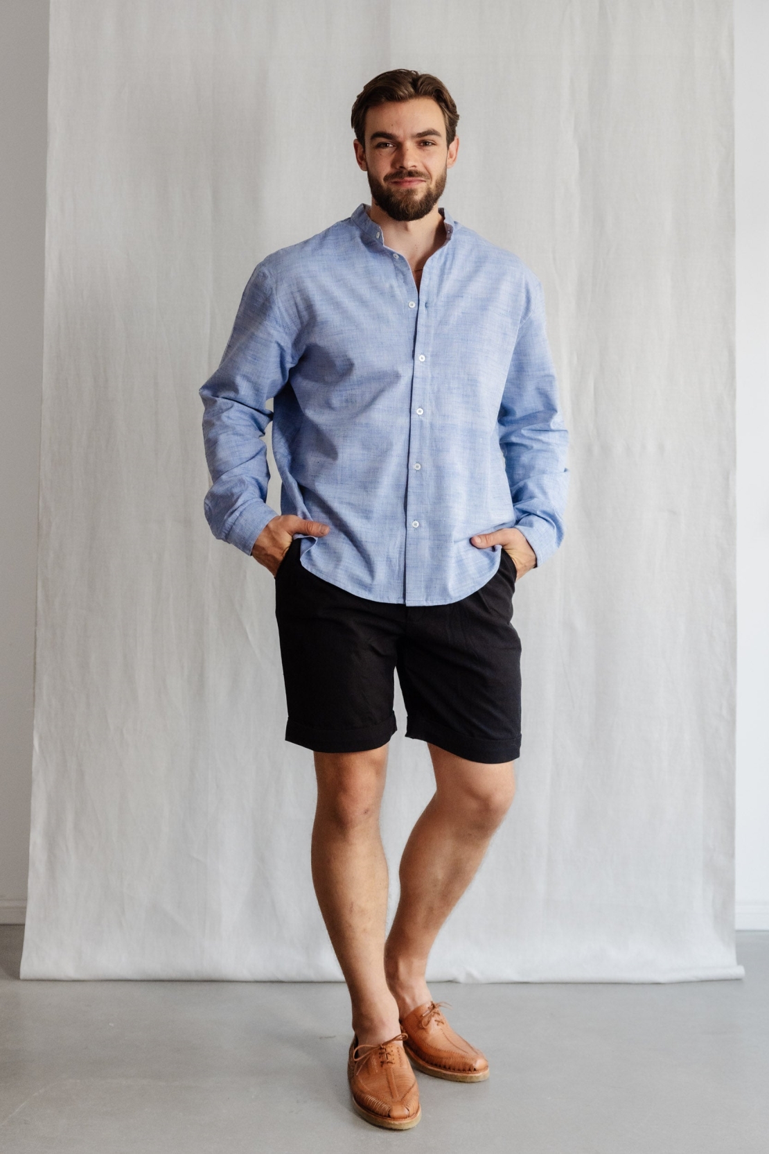 Jyoti Fair Works Herren vegan Hemd Harish Hellblau