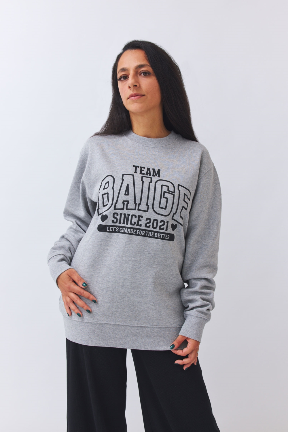 BaÃ¬ge the Label Damen vegan Sweatshirt Team BaÃ¬ge Grau Melange