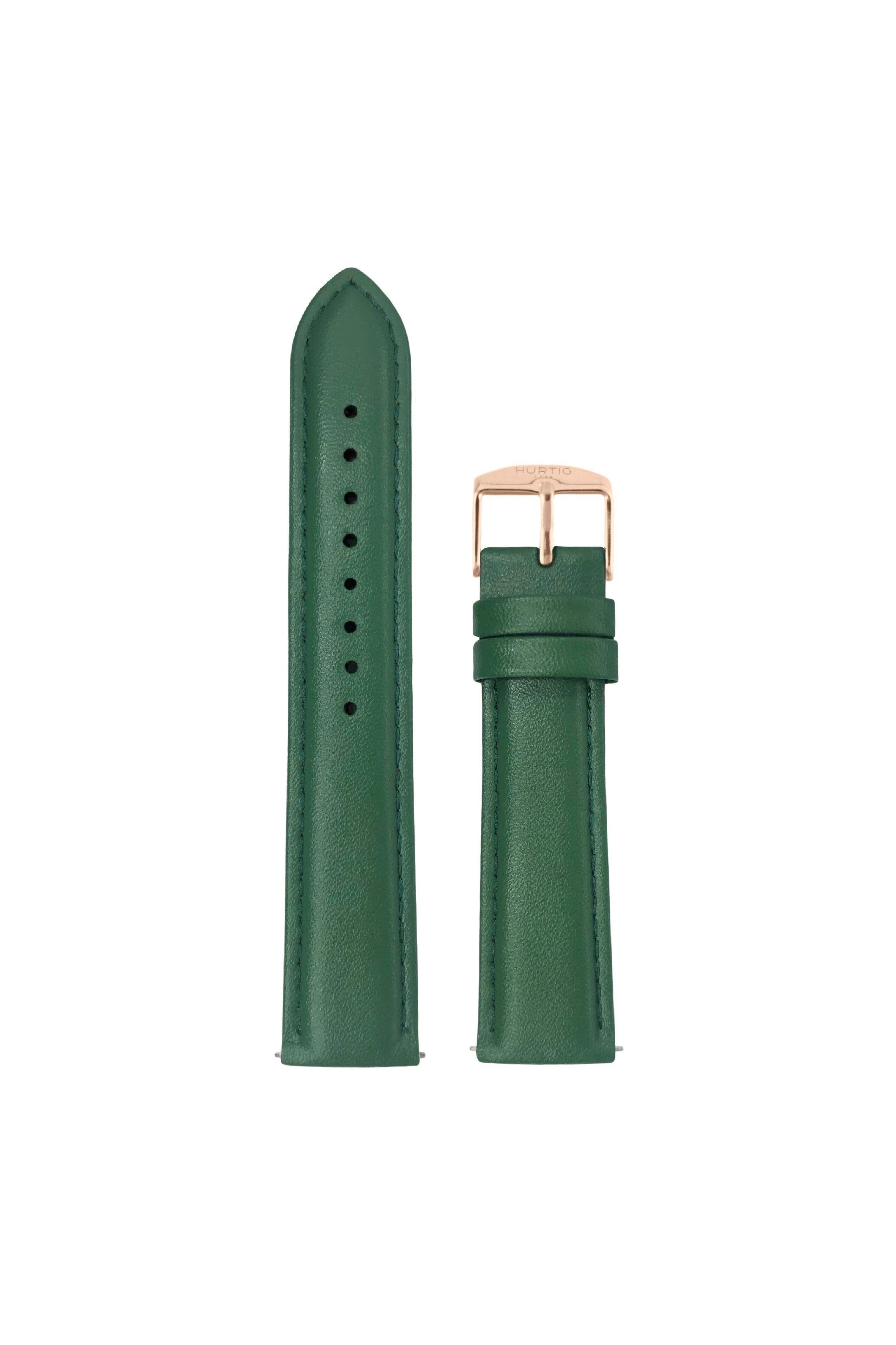 Hurtig Lane men vegan Watch Strap Vegan Leather Green & Rose Gold