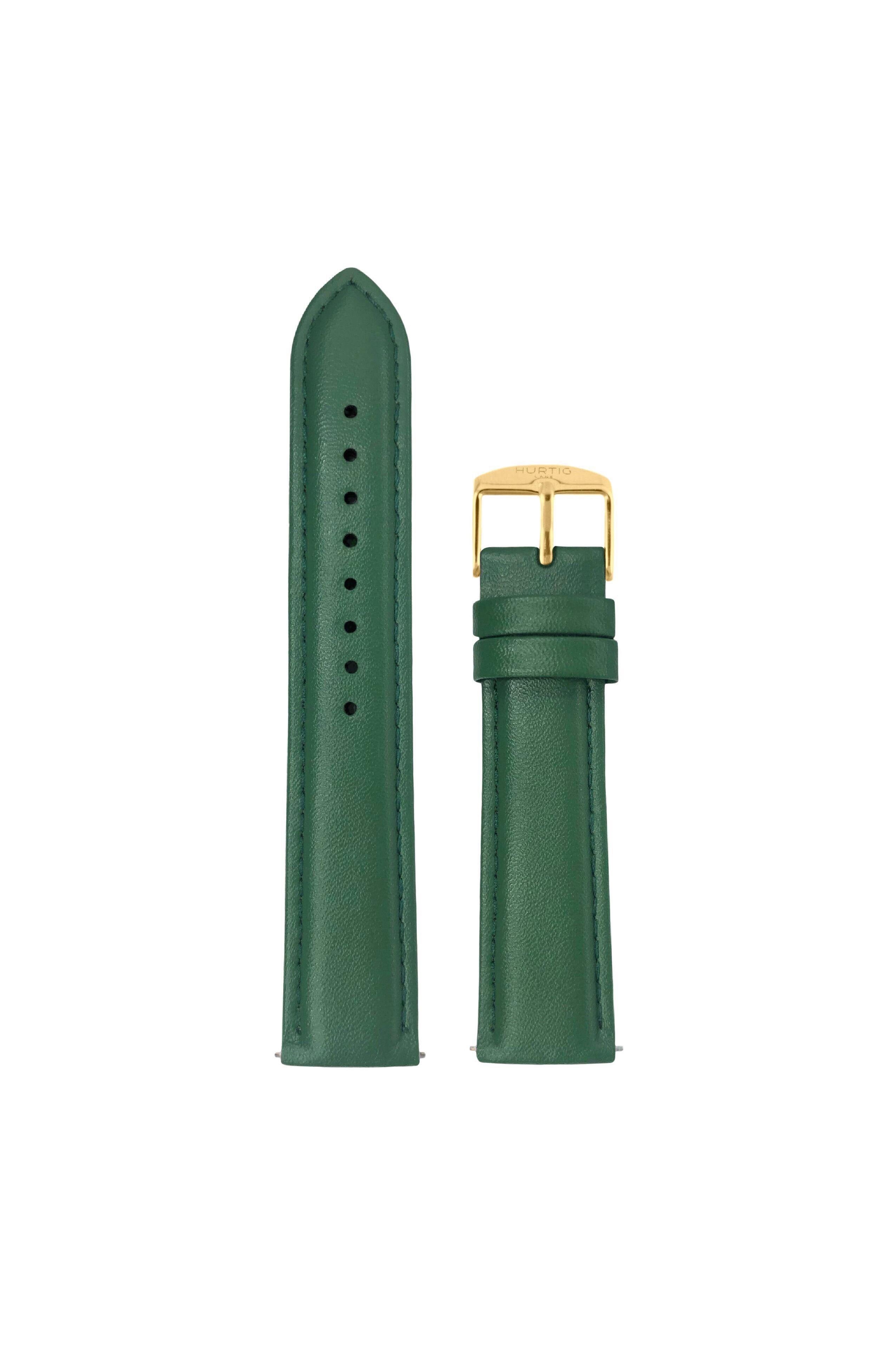 Hurtig Lane men vegan Watch Strap Vegan Leather Green & Gold