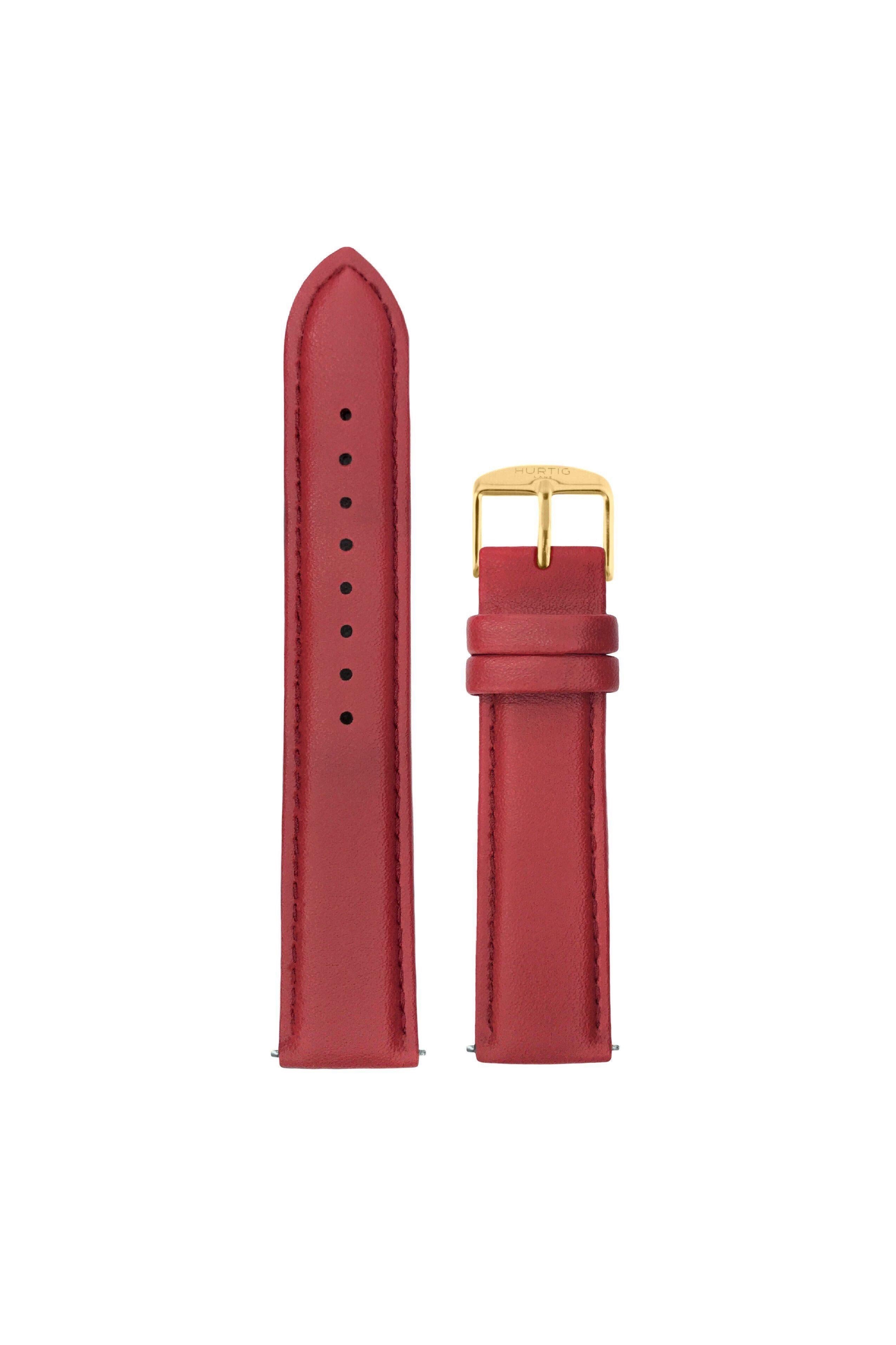 Hurtig Lane men vegan Watch Strap Vegan Leather Red & Gold