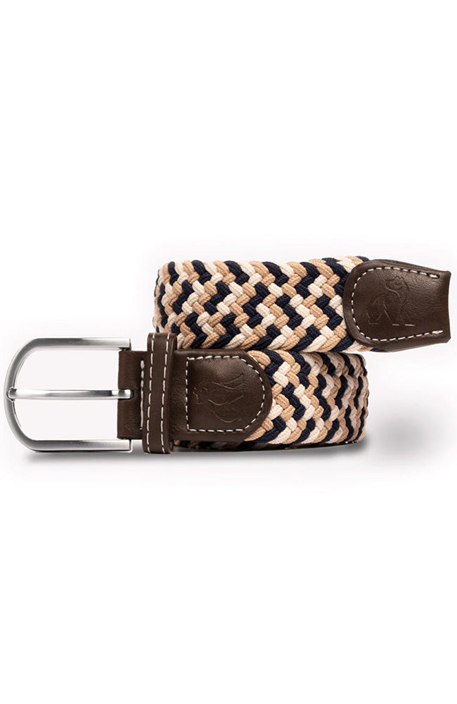 Swole Panda womens vegan Belt Chevron Beige, Blue, & White