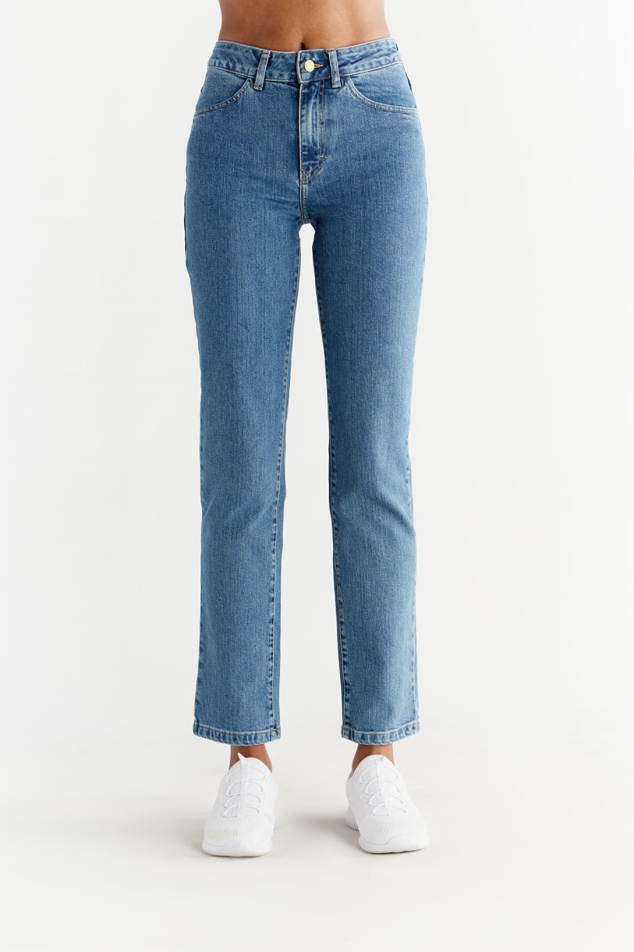 Evermind Damen vegan Jeans Straight Fit Saphirblau
