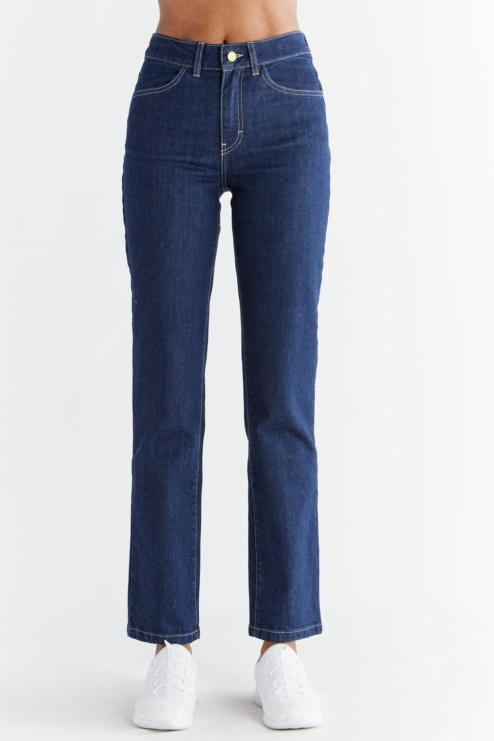 Evermind Damen vegan Jeans Straight Fit Dunkles Schieferblau