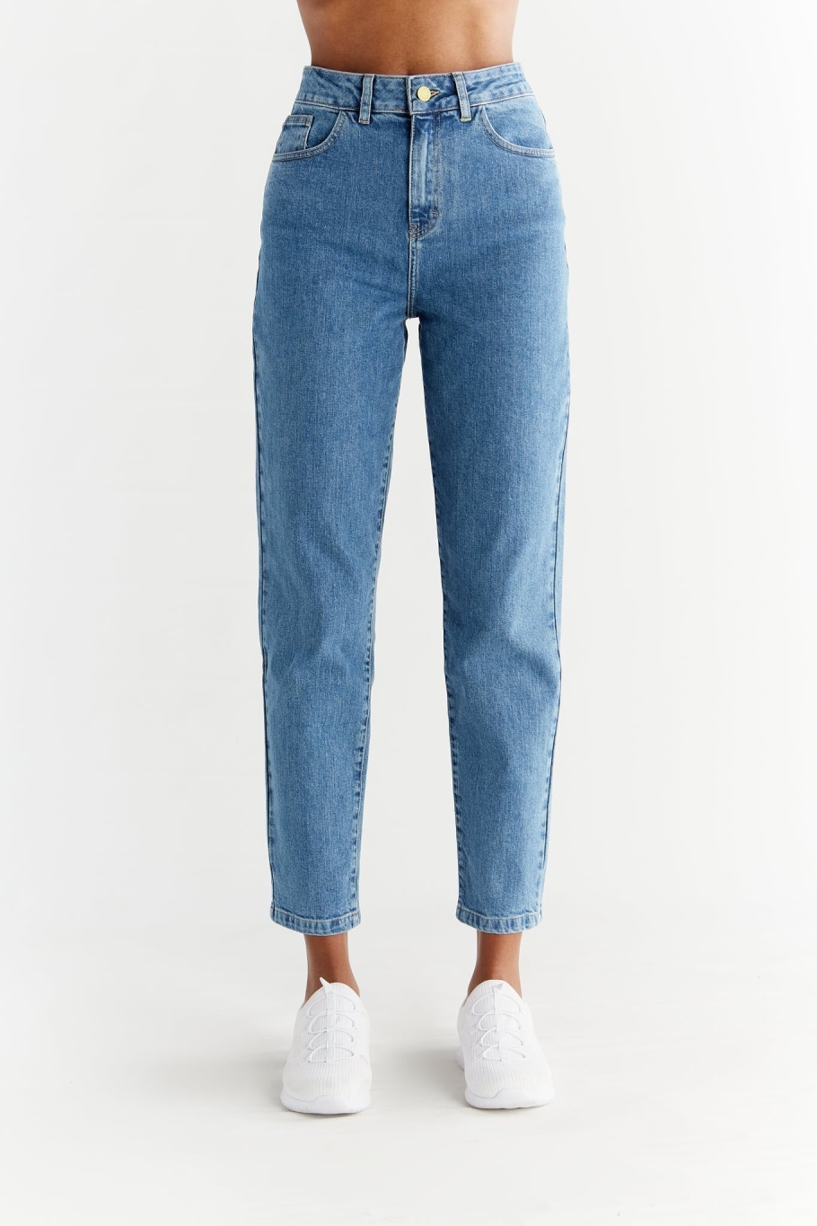Evermind Damen vegan Jeans Mom Fit Day Himmelblau