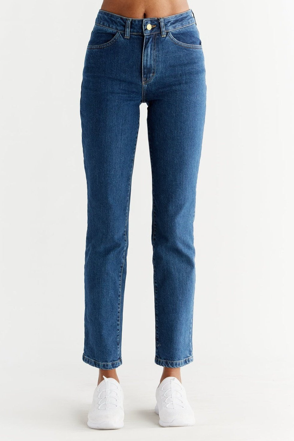 Evermind Damen vegan Jeans Straight Fit Lapis Blau