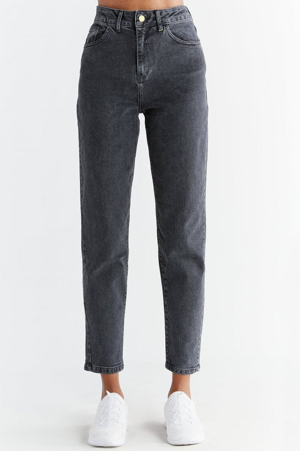 Evermind Damen vegan Jeans Mom Fit Carbon Gray