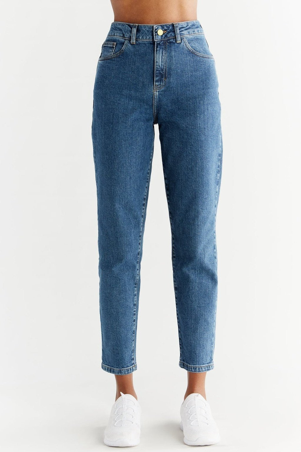 Image of Evermind dames vegan Jeans Mom Fit Lapisblauw