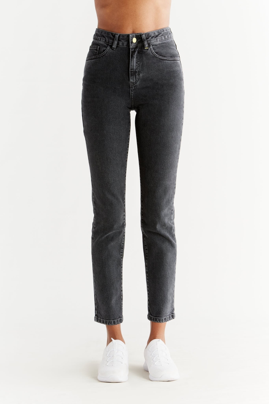 Evermind Damen vegan Jeans Regular Fit Ash Gray