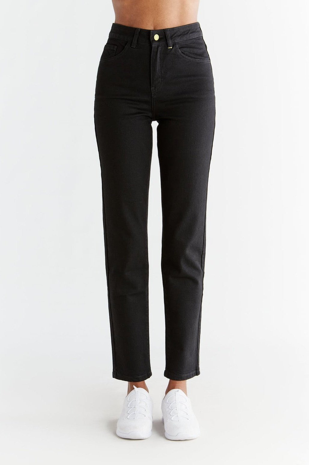 Evermind Damen vegan Jeans Regular Fit Coal Schwarz