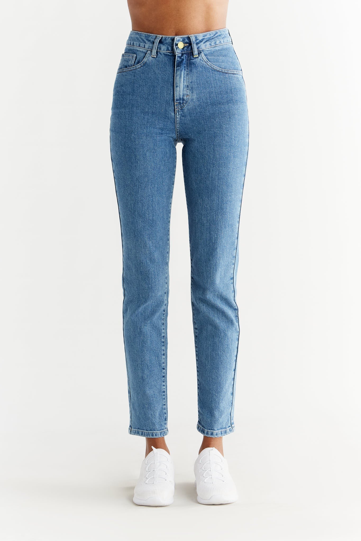 Evermind Damen vegan Jeans Regular Fit Day Himmelblau