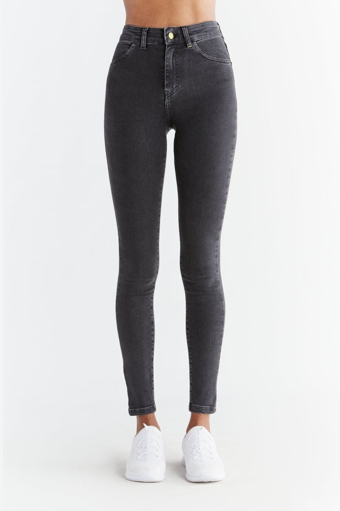 Evermind Damen vegan Jeans Skinny Fit Karbongrau