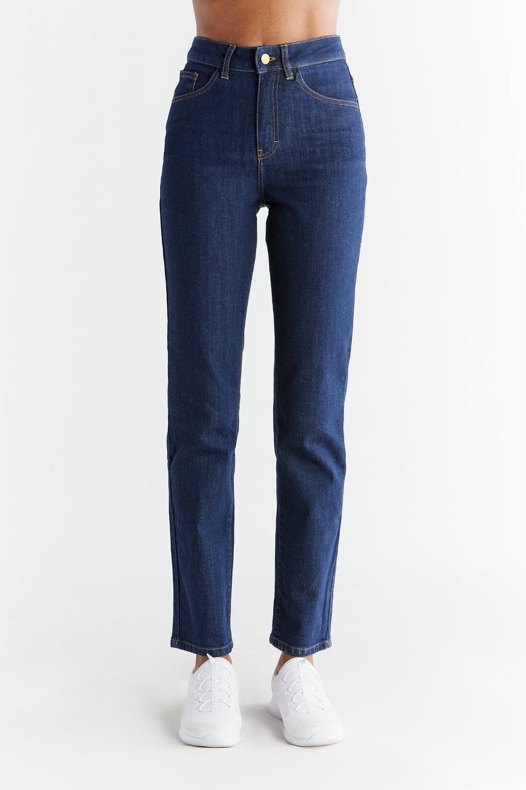 Evermind Damen vegan Jeans Regular Fit Dunkles Schieferblau