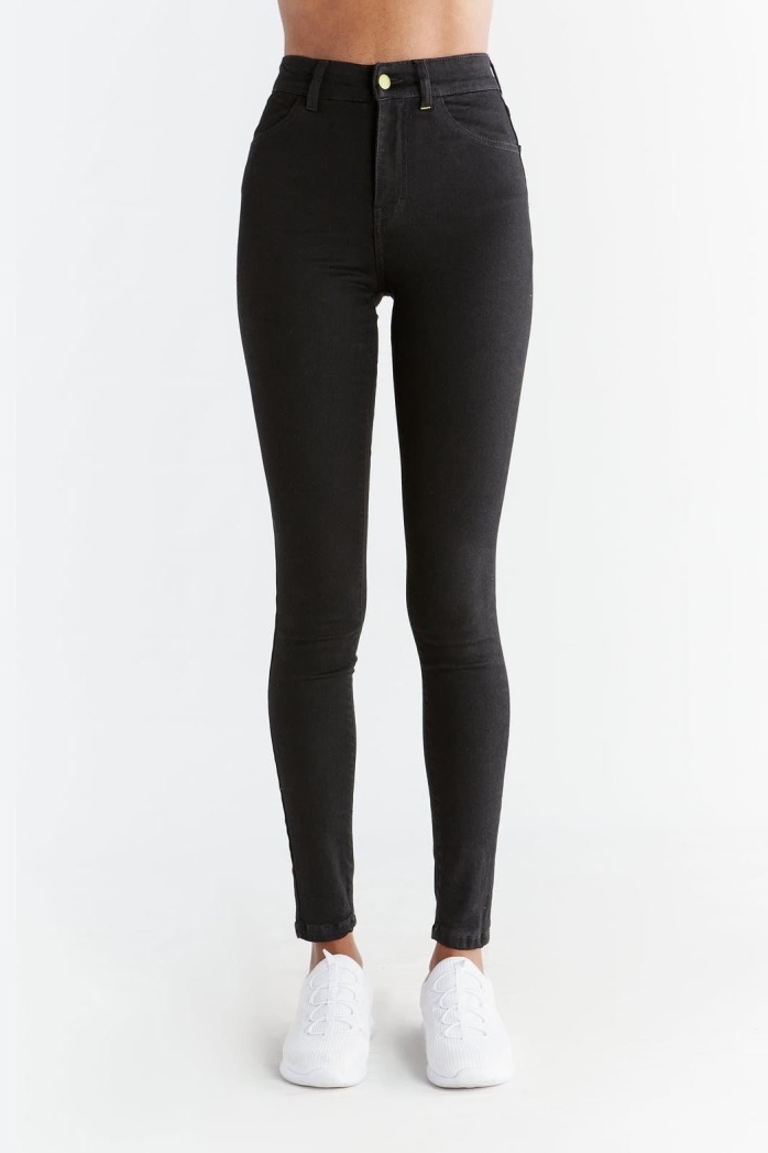 Evermind Damen vegan Jeans Skinny Fit Kohle Schwarz