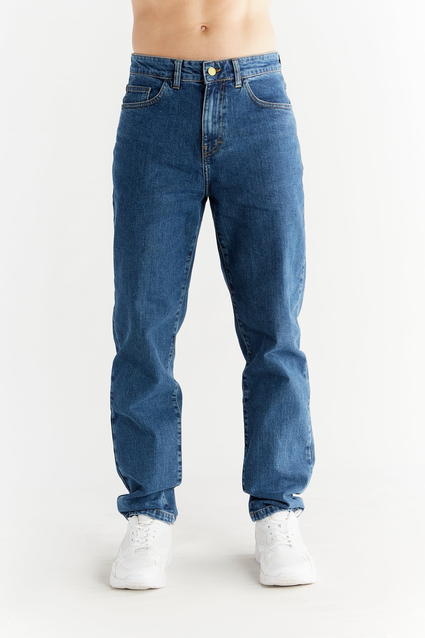 Evermind Herren vegan Jeans Straight Fit Lapis Blue