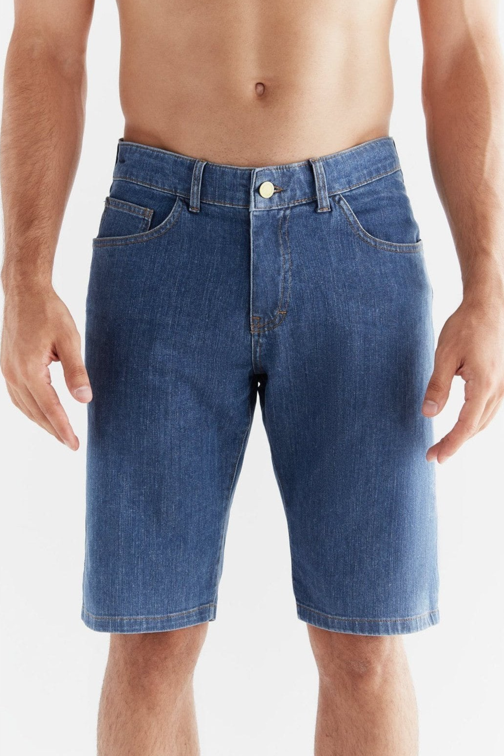 Evermind men vegan Denim Shorts Ocean Blue