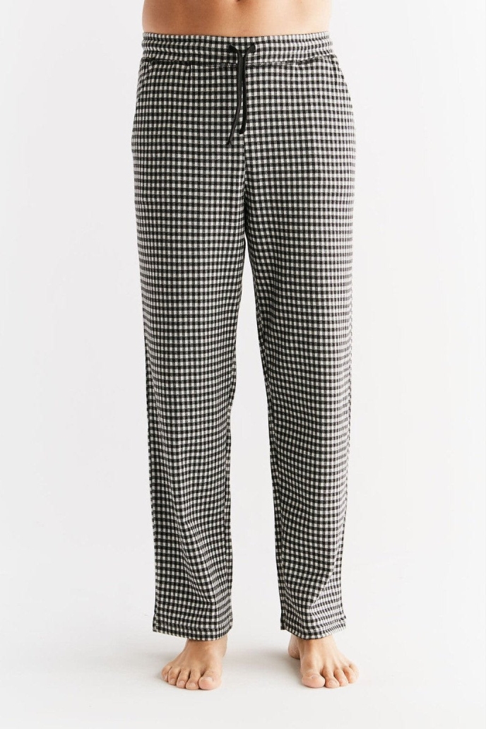 Leela Cotton men vegan Lounge Pants Checkered Black/Grey/Natural