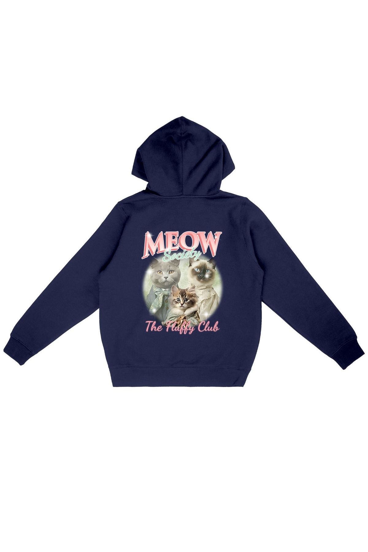 Oat Milk Club Damen vegan Hoodie Meow Society Marineblau