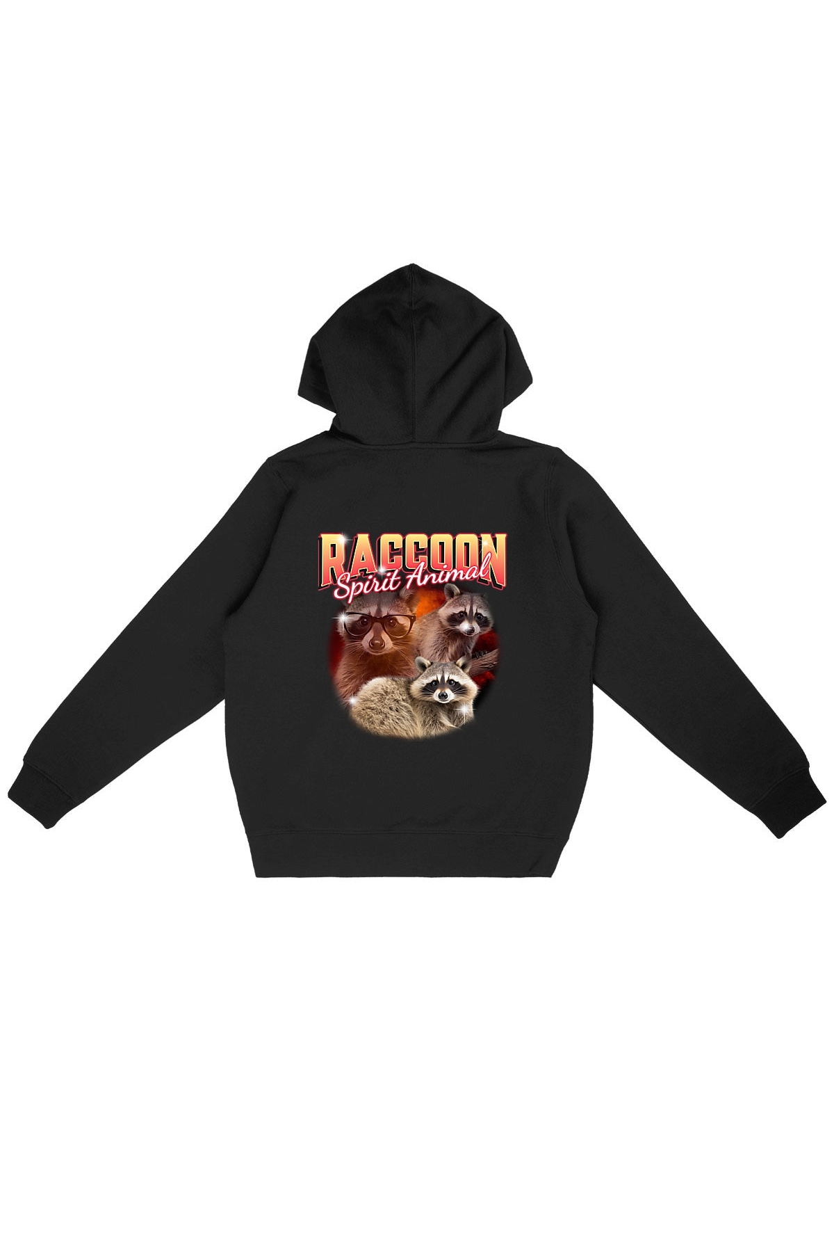 Oat Milk Club Damen vegan Hoodie Raccoon Spirit Animal Schwarz
