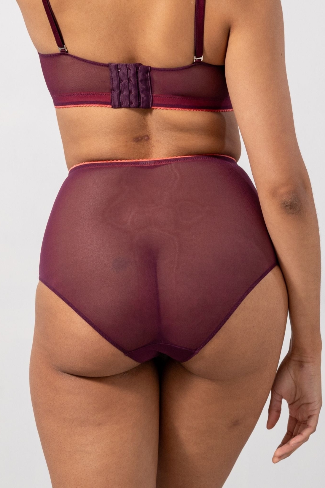 Understatement womens vegan Mesh Highwaist Briefs Cherry & Coral