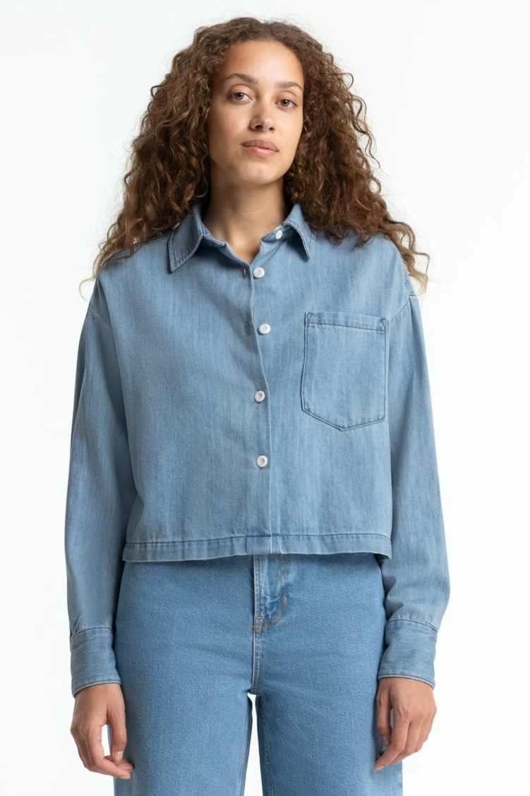 Kings of Indigo Damen vegan Hemd Quinn Alabama Super Hellblau