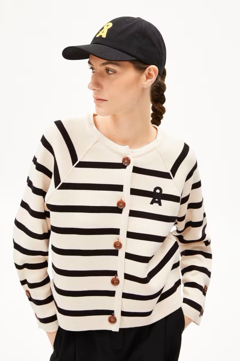 ARMEDANGELS Damen vegan Jacke Naadja Streifen WeiÃŸ