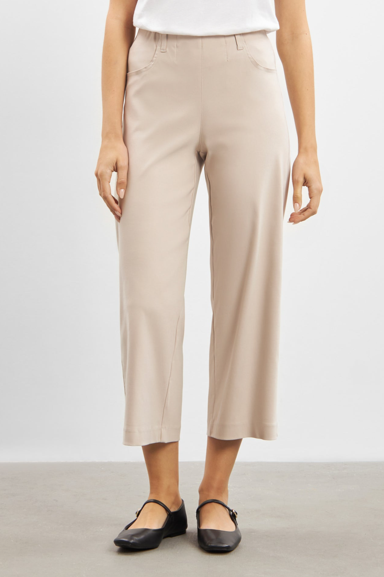 LAURIE Damen vegan Lose Crop-Hose Donna Grey Sand