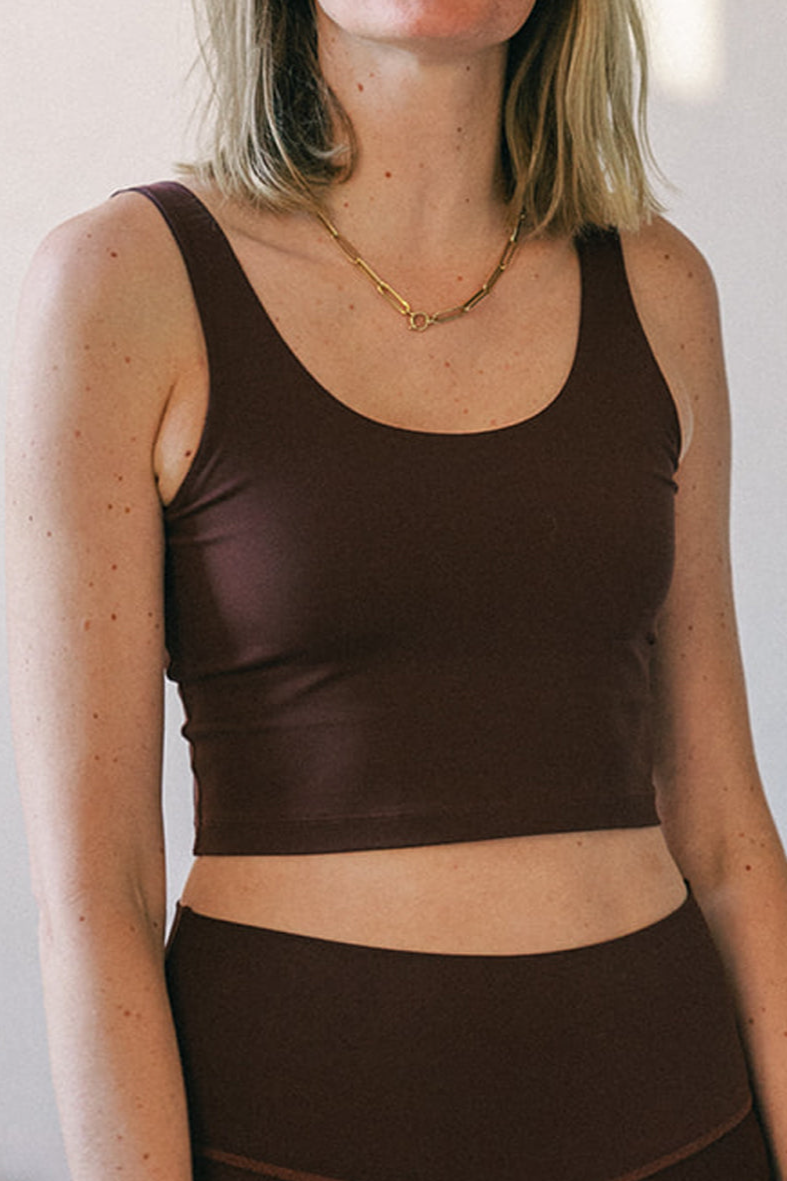 The View Yoga womens vegan Top Iris Brown