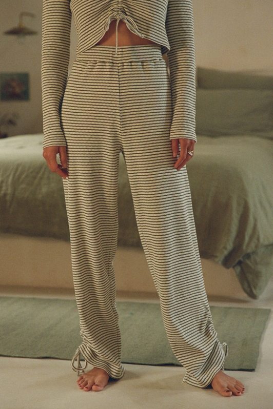 Image of Nénés dames vegan Broek Zaniah Groene Strepen/Crème