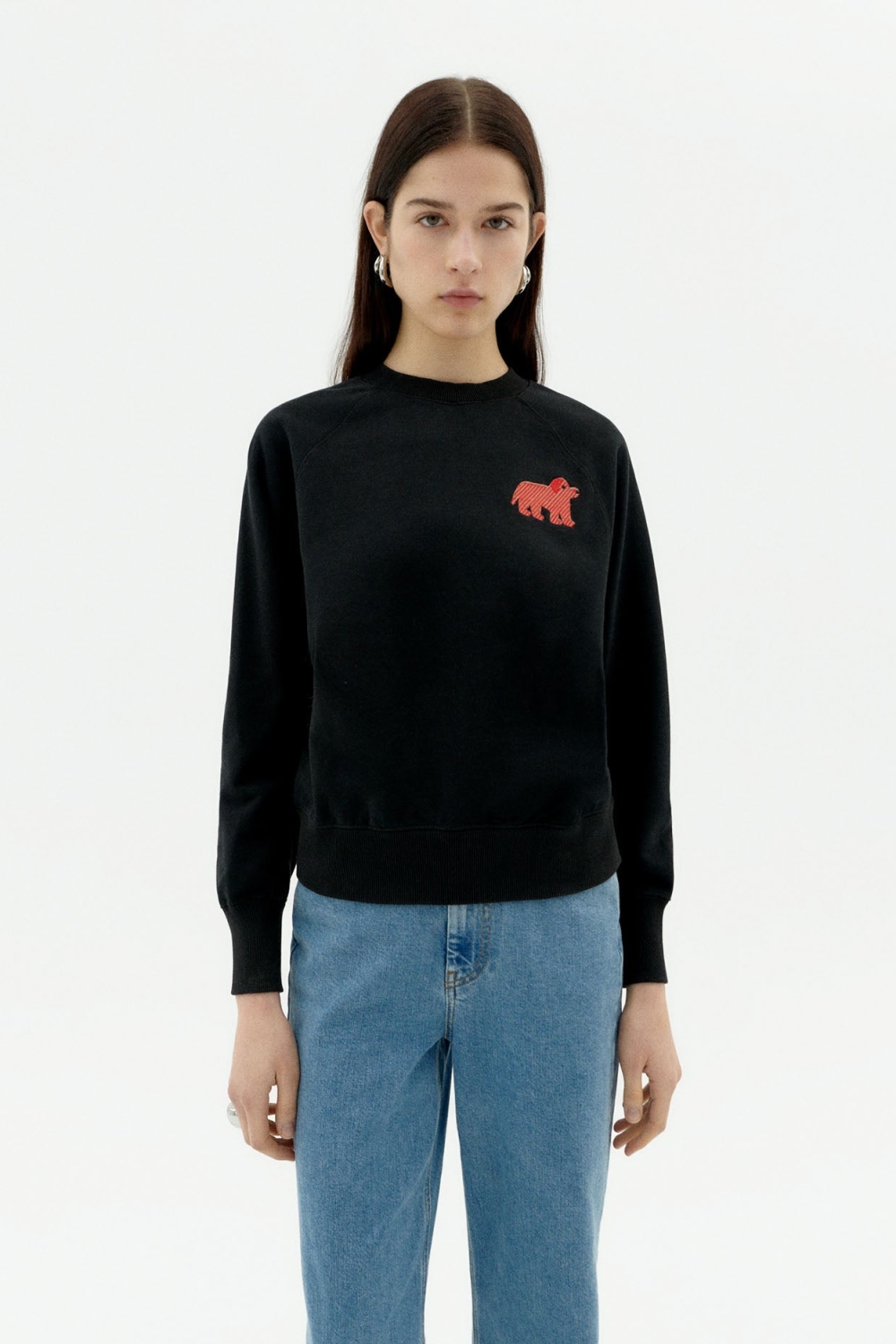 Thinking mu Damen vegan Sweatshirt Doggy Bonnie Schwarz