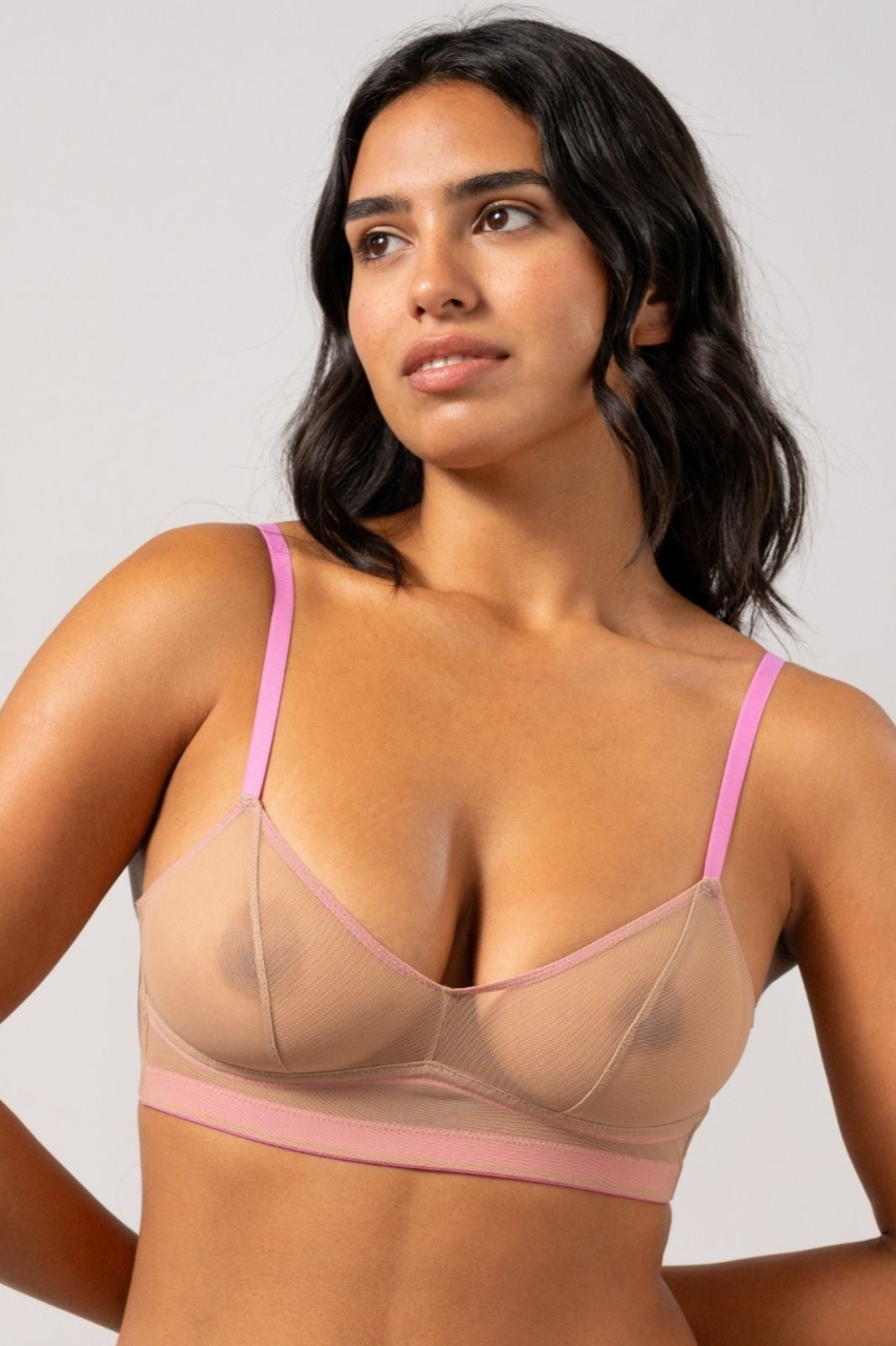 Understatement Damen vegan Bralette Balconette Mesh Warm/Candy Pink