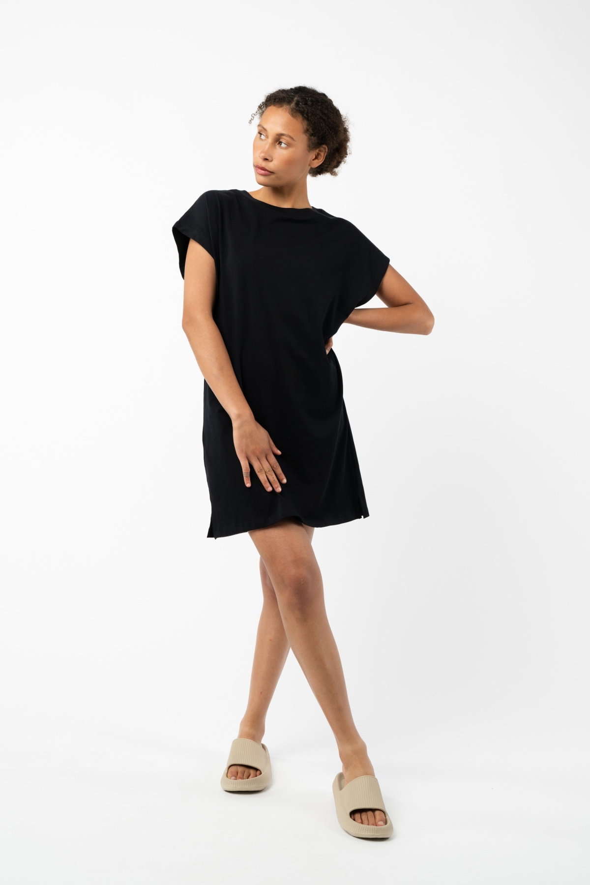 MELA womens vegan T-Shirt Dress Sunea Black