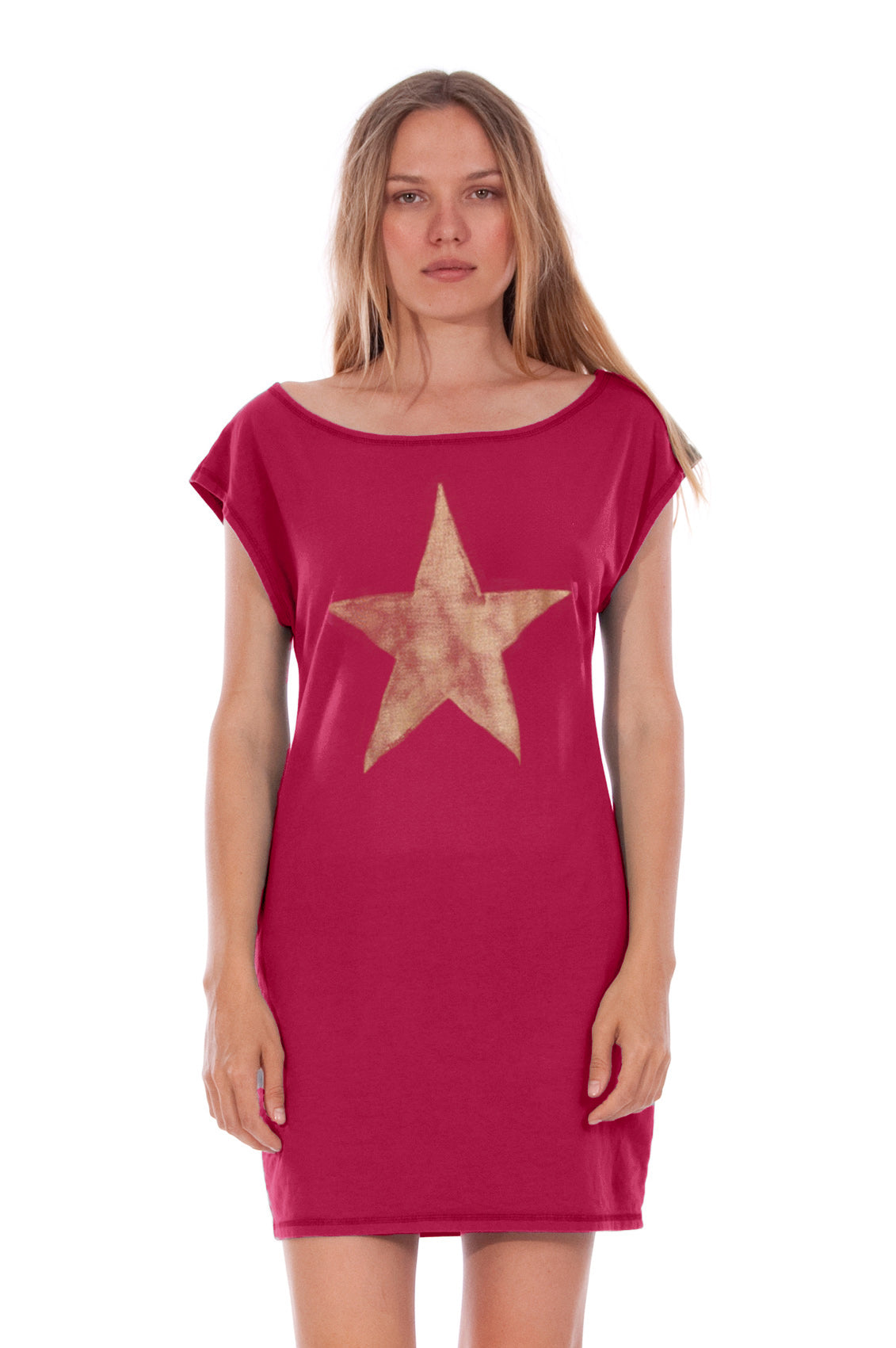 RAVENS VIEW IBIZA Damen vegan Kleid Star Granat