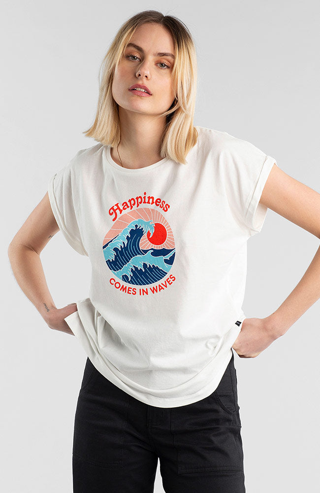 DEDICATED womens vegan T-Shirt Visby Happiness Off White