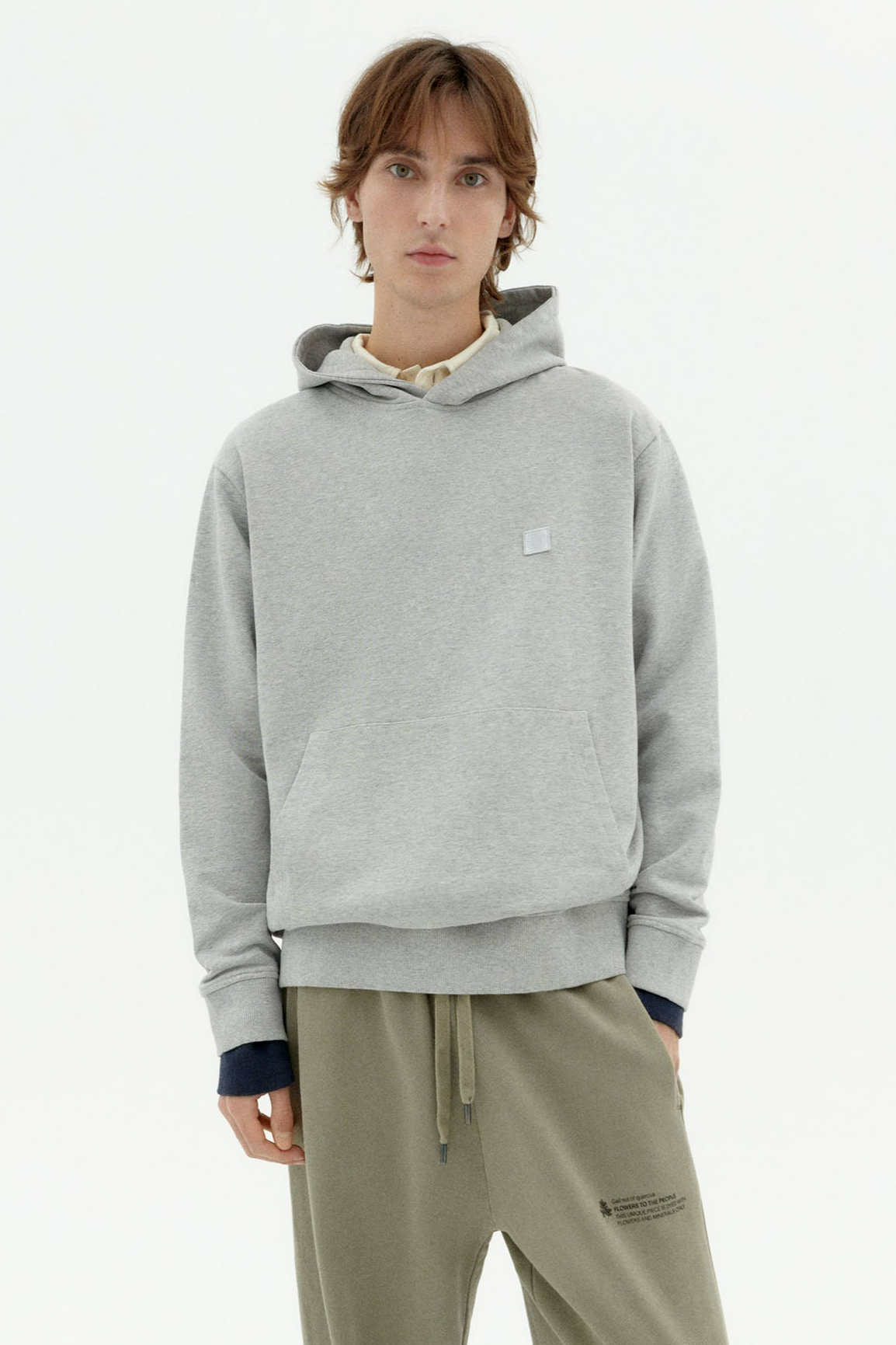 Image of Thinking MU mannen vegan Capuchonsweater Simon Contrast Sun Grey