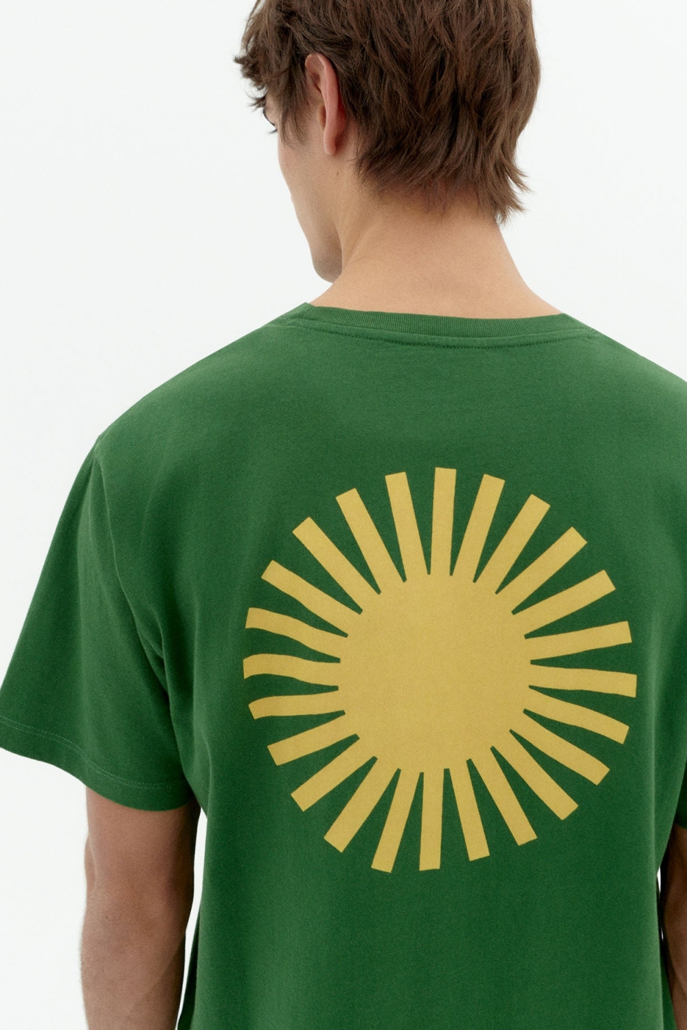 Thinking mu Herren vegan T-Shirt Mit Gelber Sonne RÃ¼ckseite GrÃ¼n