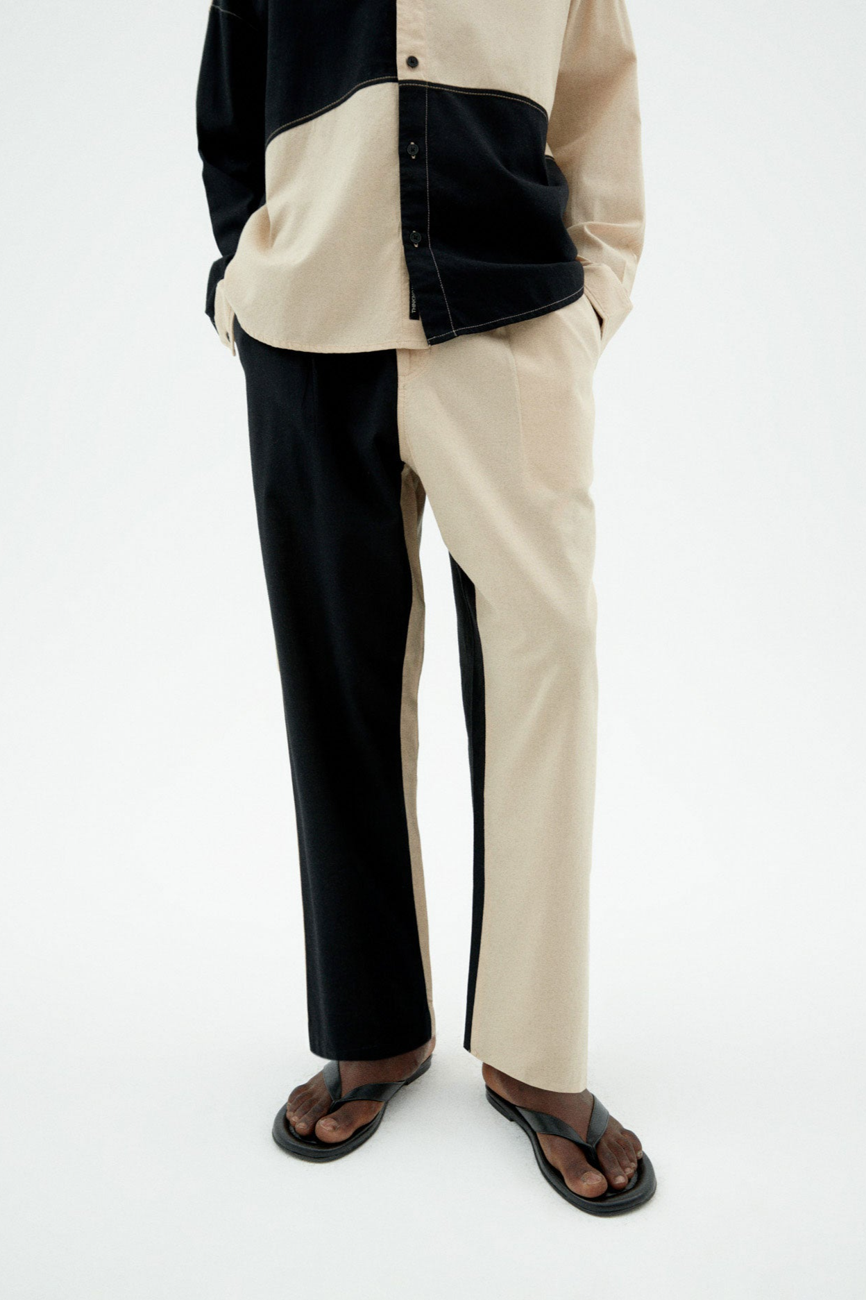 Image of Thinking MU mannen vegan Broek Luc Zwart & Beige