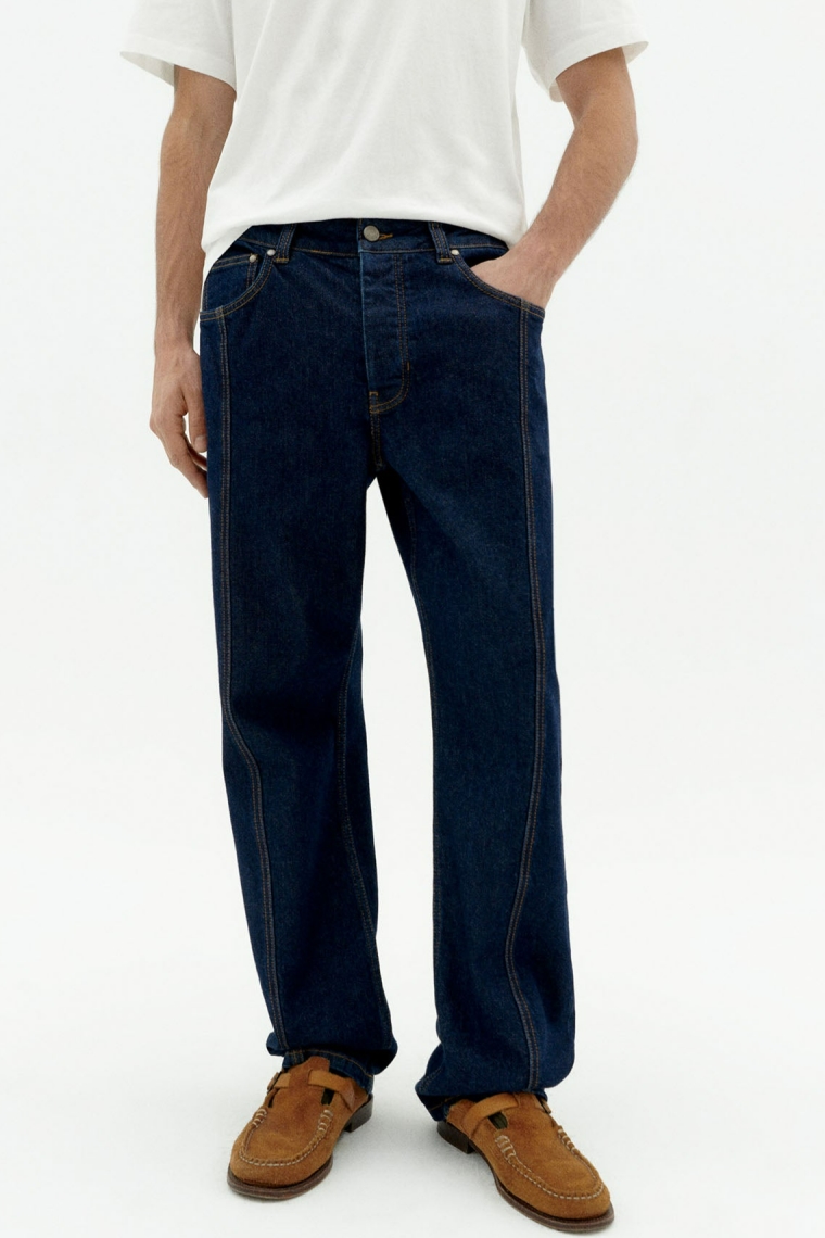 Image of Thinking MU mannen vegan Denim Broek Rainn Medium Wash Blauw