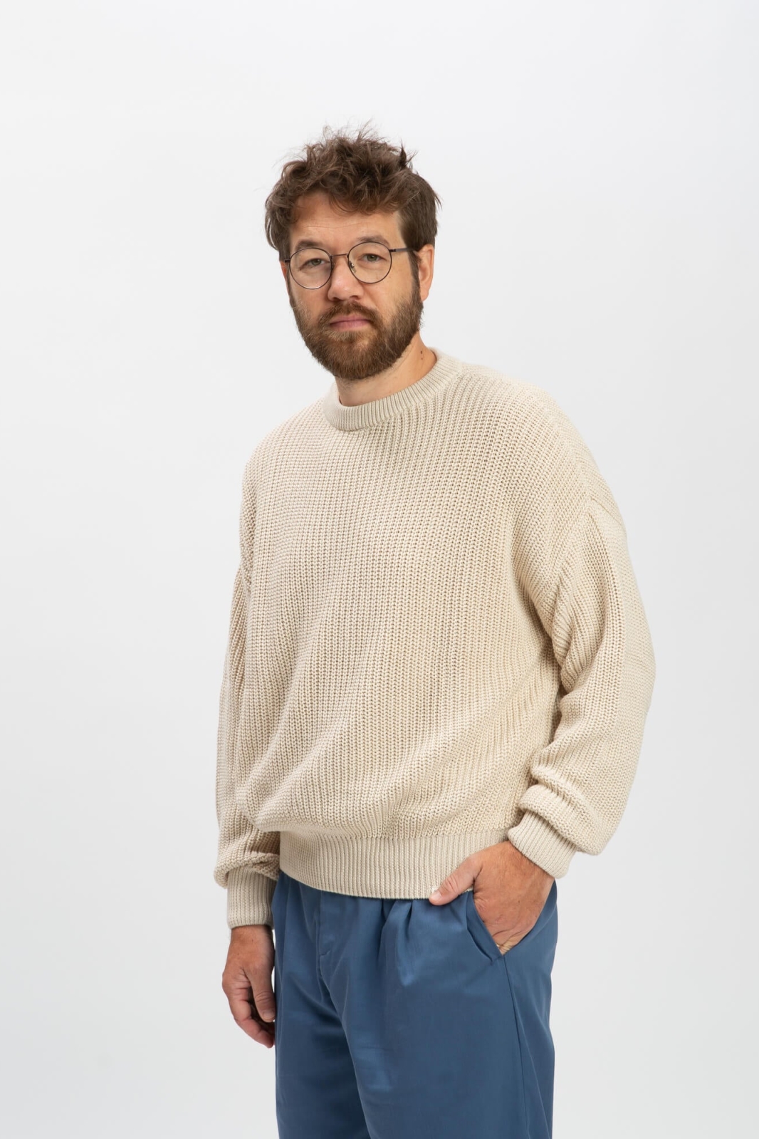 Image of MATONA mannen vegan Gebreide Trui Zand Crème