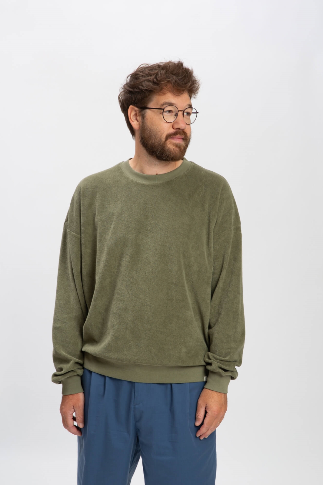 MATONA Herren vegan Frottee-Sweatshirt OlivgrÃ¼n