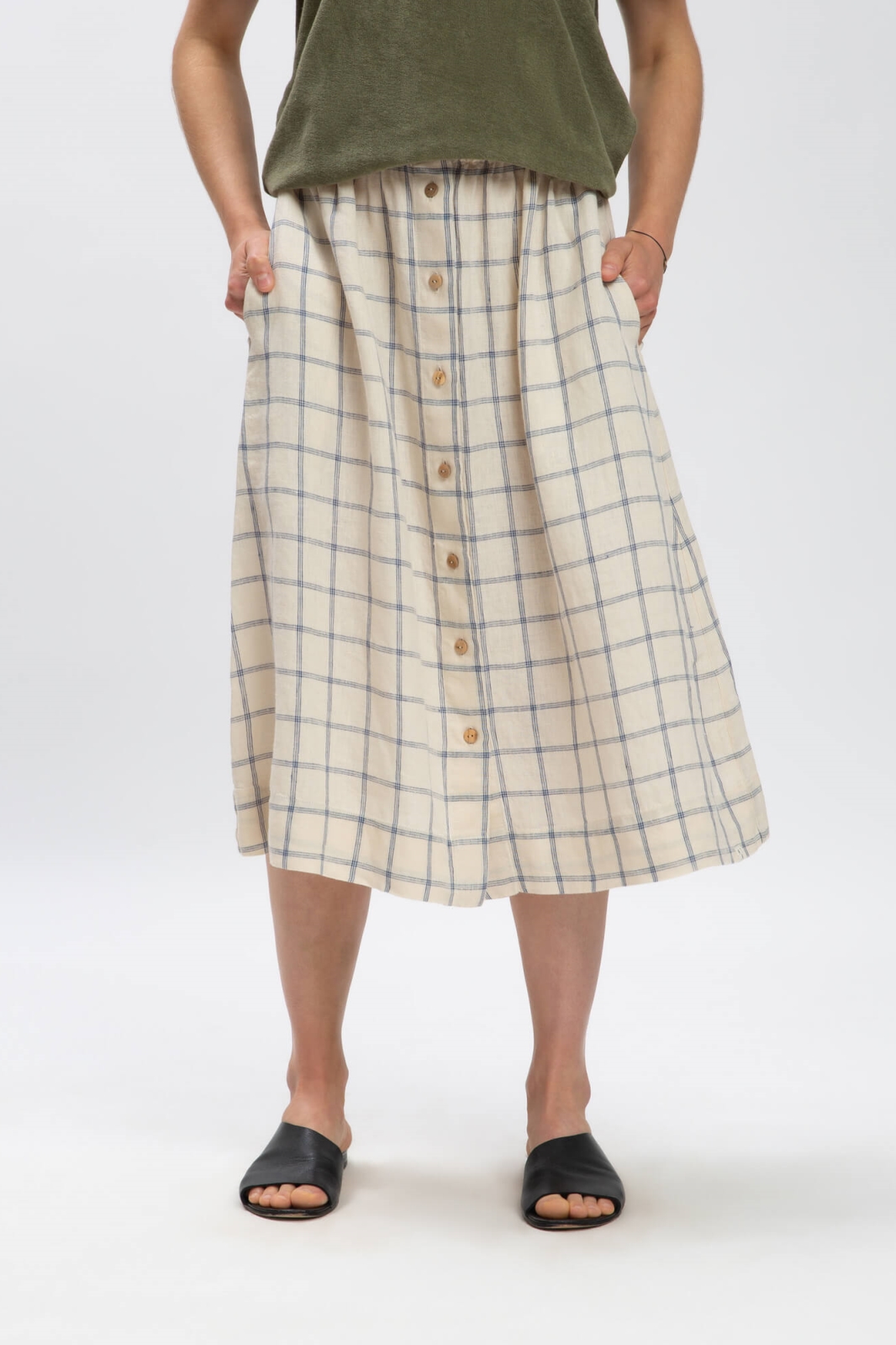 Image of MATONA dames vegan Midi-Rok Blauw Net
