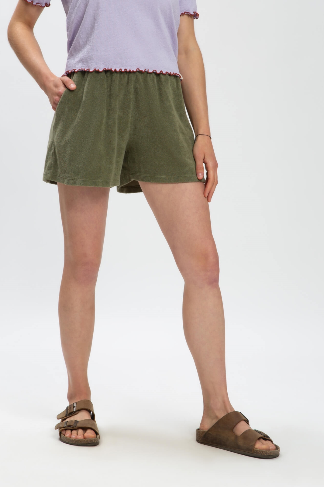 MATONA Damen vegan Frotteeshorts Olivgrün