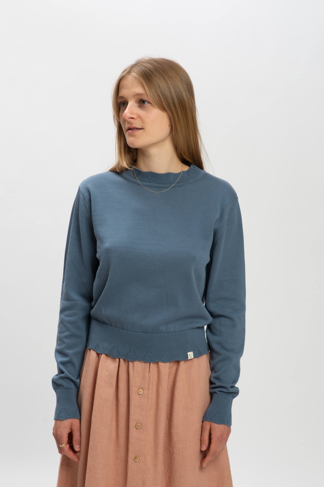 MATONA Damen vegan Sweatshirt Blumensiegel Blau