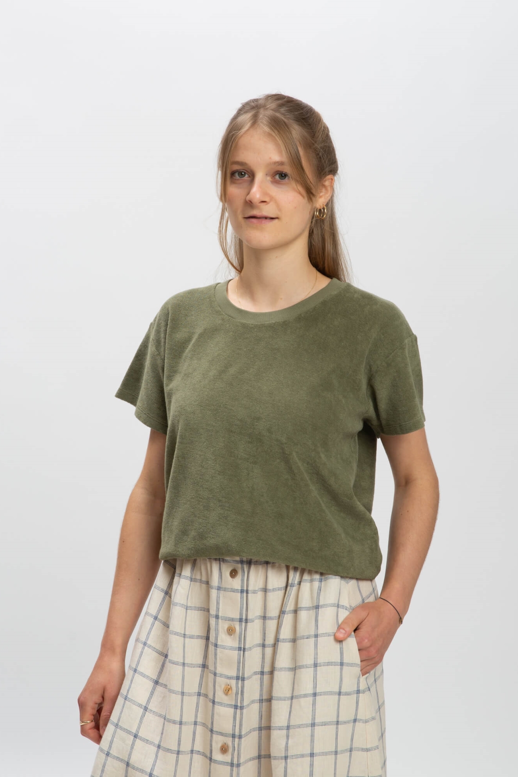 MATONA Damen vegan Frottee T-Shirt OlivgrÃ¼n