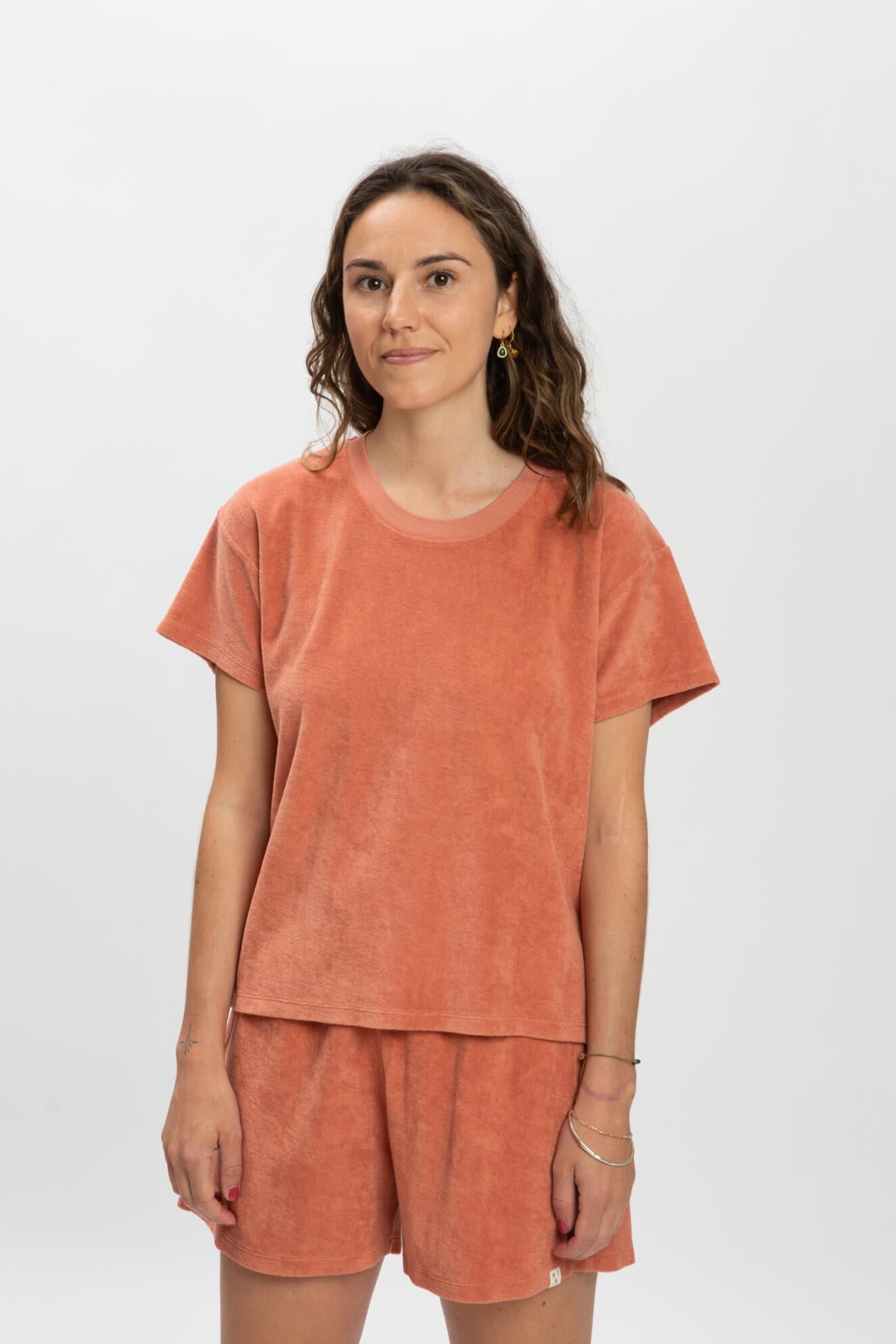 MATONA Damen vegan Frottee T-Shirt Zedernholz Dunkelorange