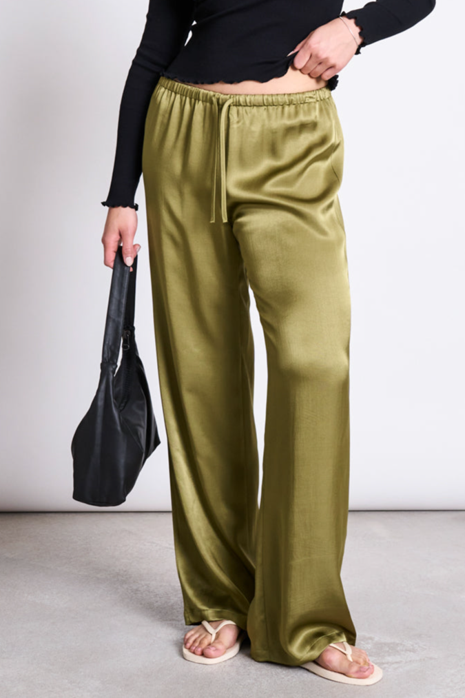 Image of JAN 'N JUNE dames vegan Losse Broek Fris Woody Olijfgroen