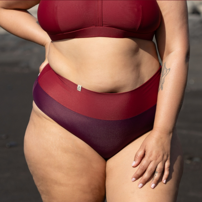 Inaska Damen vegan Bikini Bottoms Soft High Waist Berry/Dark Red