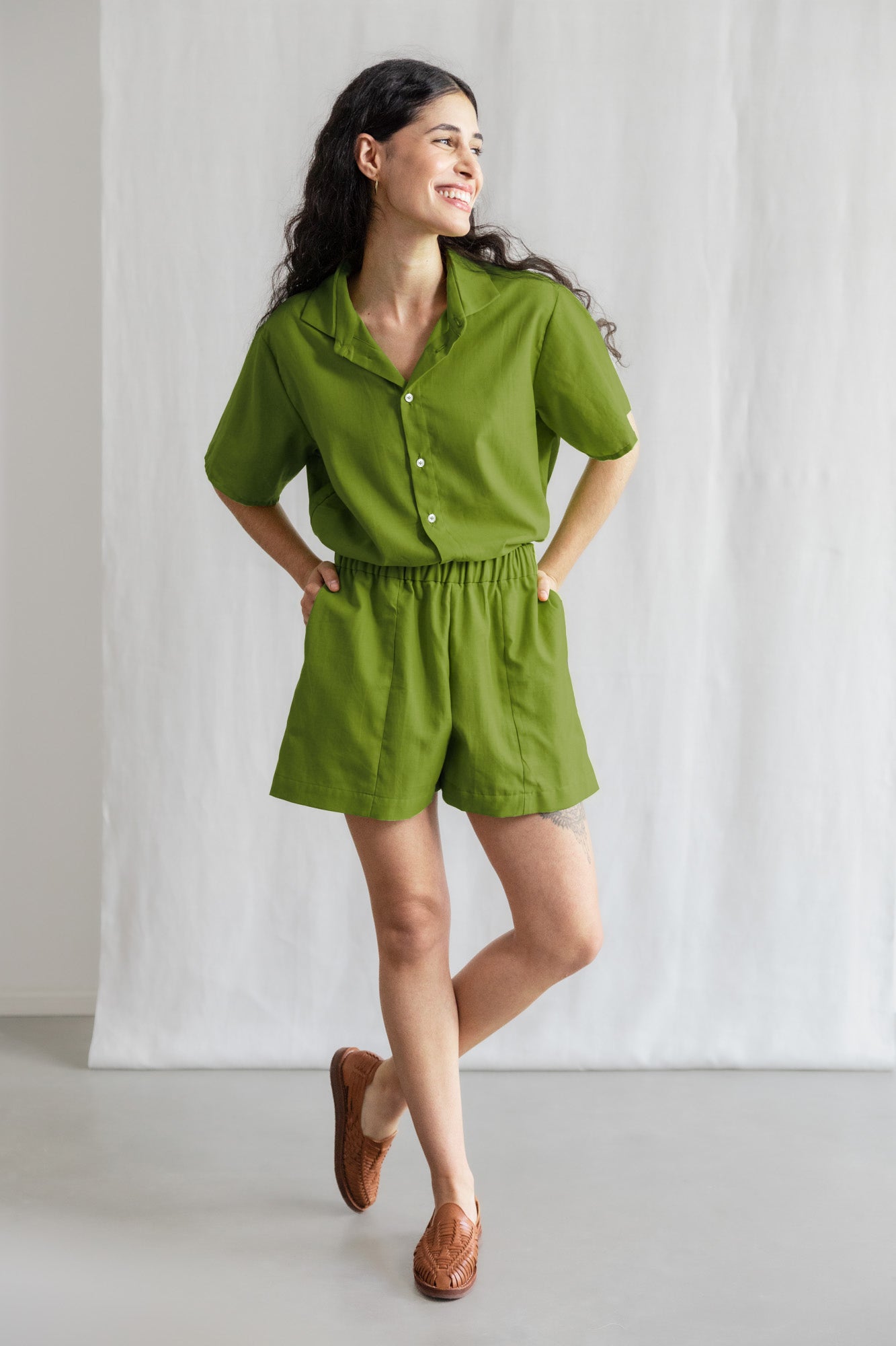 Jyoti Fair Works Damen vegan Kurze Hosen Sitara Basil